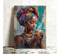TEMU 1 pieza de africano con turbante y joyas - Decoración de pared para , dormitorio, oficina - Póster de madera de con , decoración africano