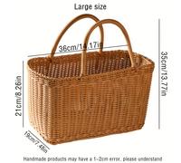 TEMU 1 pieza de cesta de picnic de de ratán, cesta de almacenamiento tejida de polipropileno con asa, duradera y , adecuada para compras, frutas, verduras y huevos