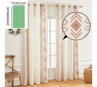 TEMU 1 pieza de Cortinas Estilo Granja Bohemia - Diseño Geométrico de , Poliéster Semitransparente que , Lavables a Máquina con Ojales para y Decoración Multihabitaciones