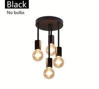 TEMU 1 Pieza de lámpara colgante y elegante con 4 luces, base E27 para dormitorio, cocina, comedor, pasillo, escalera o como iluminación navideña/Halloween (sin bombilla)