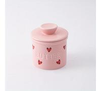 TEMU 1 pieza de mantequera francesa de cerámica de 140 ml/4.7 oz con , bonita cerámica de rosa para mantener la mantequilla fresca, y untable, para dejar en la encimera