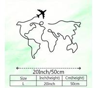 TEMU 1 pieza de pared de metal con mapa de aviación, estatua mural de mapa de aviación, para estudio y , decoración de viajes, regalo para piloto, metal resistente al