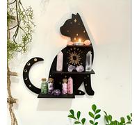 TEMU 1 pieza, de pared elegante con gato - 3 estilos, diseño moderno con luna y , de cristal para velas multicompartimento, ideal para decoración de sala o dormitorio, temática (fácil montaje)