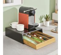 TEMU 1 pieza de té de madera con compartimentos - Organizador de sobres de té o cápsulas de café - Almacenamiento compacto con cajón de bambú para cocina o encimera 31x30x10cm - GSH391-TDI