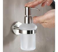 TEMU 1 pieza, Dispensador de jabón de botella de vidrio prémium con bomba para baño y , instalación de pared, para baños, aseos y duchas