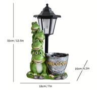 TEMU 1 pieza Estatua de rana solar con , decoración de jardín exterior con luz , escultura de animal de resina creativa con macetero para patio y , regalo único de Navidad y