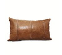TEMU 1 pieza Fundas de cojín decorativas de cuero sintético para Navidad, gruesas, marrones, grandes, cuadradas, estilo bohemio moderno y de granja, para dormitorio, , sofá, cama y sillón