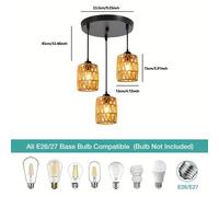 TEMU 1 Pieza lámpara colgante estilo retro industrial con base E26/E27 para dormitorio, , comedor, barra del mostrador o entrada a la cocina - iluminación ideal para Halloween y Navidad (sin bombilla)