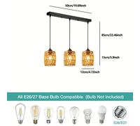 TEMU 1 Pieza lámpara colgante estilo retro industrial tejida a E26/E27, para restaurante bar mostrador cocina ventana cafetería iluminación Halloween y Navidad (sin bombilla)