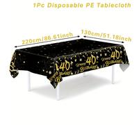 TEMU 1 pieza, Mantel de Plástico para de , Mantel Desechable de Plástico y Dorado para de 18, 30, 40, 50, , Cubierta de Mesa para Decoraciones de Celebraciones de , 86.6"x51.1