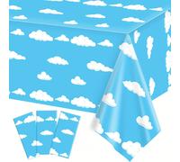 TEMU 1 pieza Mantel Desechable de Plástico Cielo Azul y Blancas - 137x274cm, Diseño de en Dibujos Animados para Fiestas de , Decoraciones Navideñas y Celebraciones Festivas