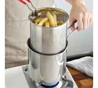 TEMU 1 Pieza Olla para Freír Profunda con Cesta Coladora y Tenazas de Acero Inoxidable, Olla Japonesa para , y Pollo, Accesorios de Cocina