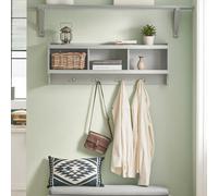 TEMU 1 pieza Perchero de Pared, Estante de Almacenamiento, Mueble de Entrada, Vestuario Compartimentos y 4 Ganchos Dobles, 100x25x35 cm, - GIL39-IH