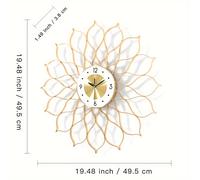 TEMU 1 pieza Reloj de pared colgante grande, moderno, de lujo , hueco, de metal dorado, para , dormitorio, porche, decoración de pared silenciosa