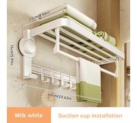 TEMU 1 pieza Toallero de pared moderno con ganchos, ventosas fáciles de instalar, espacioso, no requiere taladrar, móvil, almacenamiento de toallas de baño sin electricidad, regalo de Pascua