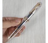 TEMU 1 pluma estilográfica de caligrafía Jinhao 9019 Serie Azul Transparente con Ribete Dorado y Punta de , Conversor Grande