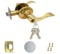 TEMU 1 pomo dorado para puerta con cerradura y llave, manija para puerta interior/exterior para dormitorio o baño/manija para puerta de entrada/uso pesado