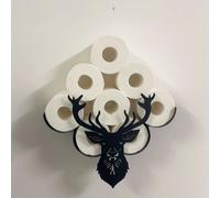 TEMU 1 , Portarrollos de papel higiénico con cabeza de estilo para montaje en pared, capacidad para 8 rollos, escultura decorativa de metal de astas de , estante para guardar servilletas de baño