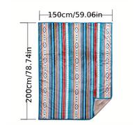 TEMU 1 pza. Manta de forro polar estampada de estilo bohemio con rayas , manta para de capa gruesa y , para sofá, cama, camping.