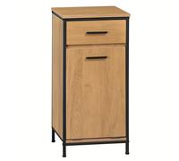 TEMU 1 pza. Mueble de baño con bolsa de lavandería plegable, cesta de lavandería con cajón, mueble de baño con marco de metal, roble claro + negro, 38x80x34 cm