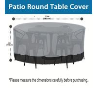 TEMU 1 redonda para muebles de patio, para mesa de exterior Oxford 210D, protector para mesa de comedor de patio, redonda para mesa de jardín (negro y )