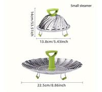 TEMU 1 , Rejilla de vapor universal, Cesta para cocinar al vapor verduras, de vapor plegable de acero inoxidable para cocinar pescado, , pan, Suministros de cocina