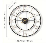 TEMU 1 reloj de pared grande de 20 pulgadas con números arábigos, estilo europeo vintage, metal hueco y silencioso para sala, entrada o dormitorio