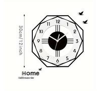 TEMU 1 , reloj de pared poligonal de acrílico, reloj de pared minimalista de 12 pulgadas, reloj de pared silencioso, ideal para decoración del hogar, , dormitorio, cocina, comedor, adornos de mesa