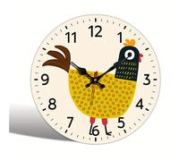 TEMU 1 reloj , reloj de pared de pollo minimalista , silencioso de cuarzo circular de madera, adecuado para dormitorio, , oficina, cocina, baño, funciona con pilas (pilas no incluidas)