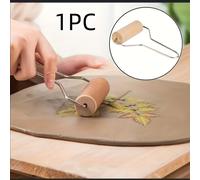 TEMU 1 Rodillo de arcilla de madera , Rodillo para arcilla, para cerámica - Mango de madera natural, Herramienta de modelado de polímero duradero, Adecuado para esculpir y recortar arcilla