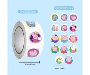 TEMU 1 Rollo/500pcs Stickers Decorativos de Peppa Pig, Tema de Dibujos Animados, para Estilo de , Fiestas, Fundas de Teléfono, Decoración de Archivos, Sobres, Bolsas, Adhesivos Adorables para