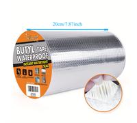 TEMU 1 rollo de cinta de butilo plateada - Sellador duradero de lámina de aluminio para reparación de autocaravanas, ventanas, barcos, etc. - Adhesivo multifuncional para múltiples superficies