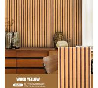 TEMU 1 Rollo de Papel Pintado Autoadhesivo con Rayas de Madera - Papel Vinílico Removedor para una Fácil Transformación del Hogar, Ideal para , Dormitorio y Proyectos de Bricolaje