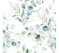 TEMU 1 Rollo de Papel Tapiz Autoadhesivo Boho Verde/ con Diseño de Hojas y Flores, Decoración de Pared, 17.3 Pulgadas de Ancho