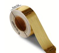 TEMU 1 Rollo de Papel Tapiz Autoadhesivo Dorado Cepillado, Removible de PVC, Adhesivo para Marcos de Espejo para Baño, Cocina y Decoración