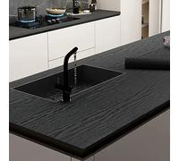 TEMU 1 Rollo de Papel Tapiz Autoadhesivo, Veta Madera Negra Pelable y , Impermeable Removible para Sala Cocina Dormitorio Renovación Muebles Estética Decorativa