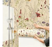 TEMU 1 Rollo de Papel Tapiz Vinílico Autoadhesivo y Removible, Adecuado para Áreas Húmedas - Diseño de Aves y Flores, Paneles de Pegar y , Fácil Instalación/Remoción, Ideal para Baño, Dormitorio