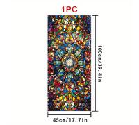 TEMU 1 Rollo de Película Decorativa para Ventanas con Estilo Geométrico y Floral, 45×100 cm, Material PVC Esmerilado, Adhesivo Estático Sin Pegamento para Hogar/Oficina/Salón/Baño/Cocina