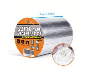 TEMU 1 Rollo TAPEBEAR Cinta Impermeable de Butilo Plateada - Sellador de Aluminio Duradero para Reparación de RV, Ventanas, Barcos y Más - Adhesivo Versátil para Múltiples Superficies