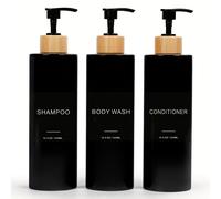 TEMU 1 Set de 3 piezas Dispensador de ducha para baño Champú y Acondicionador Botellas de almacenamiento de jabón con etiquetas de ducha