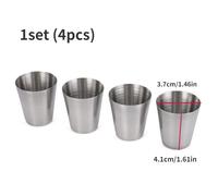 TEMU 1 Set de 4 piezas de Acero Inoxidable, Trajes de Vidrio para Exteriores, Pequeños Vasos, Traje de Picnic de Viaje con Vasos de 30 ml