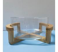 TEMU 1 Set de de Vidrio con Base de Bambú y Madera, para Snacks de , Cuenco de Frutas para el Hogar, Cuenco para Ensaladas, Cuenco para Bufé de Restaurante