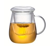 TEMU 1 Set de Taza de Té de Vidrio de Borosilicato , Taza de Té Multifunción Engrosada con Filtro, Taza de Agua con Asa, Adecuada para en el Hogar, Picnic al , Regalo de 16.9Oz