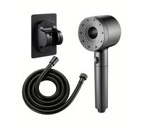 TEMU 1 Set Kit de Cabezal de Ducha de de Presión y Gran de Agua, Cabezal de Ducha con 5 de Aumento de Presión con Filtración, Manguera de 1.5M, Soporte de Ducha Sin Perforación para Uso en la Ducha