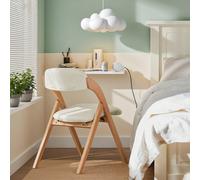 TEMU 1 Silla plegable con cojín de madera, ergonómica - Silla de cocina y oficina para comedor o , para espacios pequeños, blanca - GTU03-X