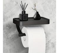 TEMU 1 soporte antirrobo para papel higiénico con soporte para teléfono - Soporte autoadhesivo de pared para rollo de toallas de papel para baño y - Soporte para toallas de papel negro
