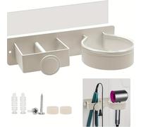 TEMU 1 Soporte para Secador de Pelo Sin Taladro, Estante de Pared para Rizador, Tira Autoadhesiva Antideslizante, para Cable, Adecuado para Baños, Hoteles, Salones de Belleza - No Requiere Energía