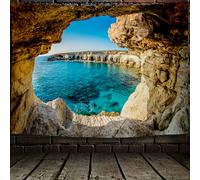 TEMU 1 Tapiz de Paisaje de Montaña, Cueva y Playa, Escenario Natural, Decoración Bohemia, Paquete de Instalación Gratuita, Decoración para el Hogar, , Dormitorio