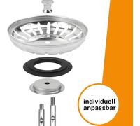 TEMU 1 tapón de fregadero y cesta coladora de acero inoxidable de resistencia - Tapón de drenaje grande de 80 mm ajustable, diseño a prueba de fugas, compatible con fregaderos de cocina