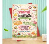 TEMU 1 tarjeta de agradecimiento a la , tarjeta floral de agradecimiento para , mensaje en español para la más increíble del mundo, , Día de la , de hija o , nota de amor, idea de regalo